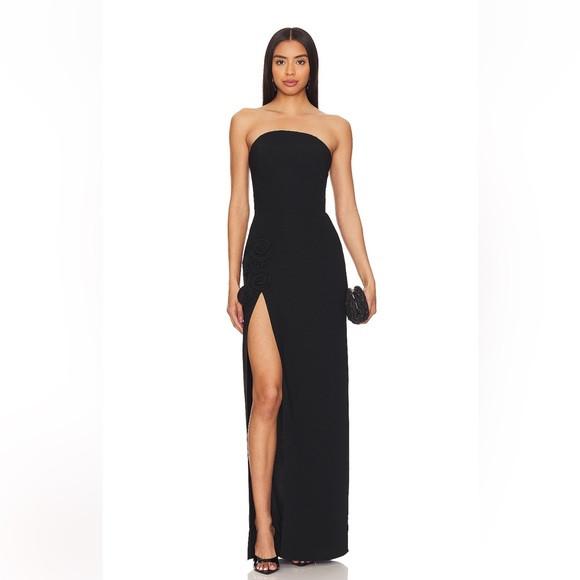 Strapless Wolfe Gown with Rosette Detail - Picture 1 of 3